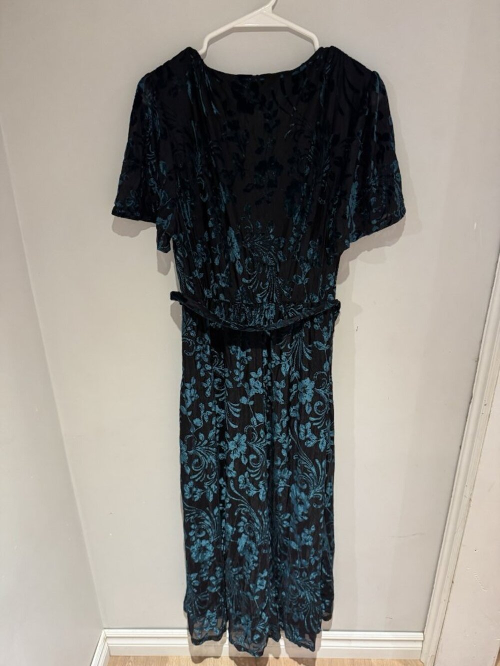 Women’s Fall Ruffle Floral Maxi Long Sleeve Wrap V Neck Boho Flowy Large - Picture 8 of 8